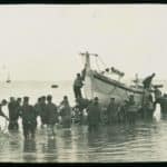 Crew preparing to board the Bembridge lifeboat, Queen Victoria, during lifeboat practice