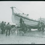 Bembridge lifeboat, Queen Victoria, wheeled to the water's edge during lifeboat practice