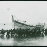 Bembridge lifeboat, Queen Victoria, in the edge of the water during lifeboat practice