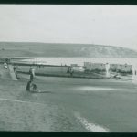 View towards Culver Cliff from the sea wall on Culver Parade, F. Calloway's bathing machines can be seen on the beach