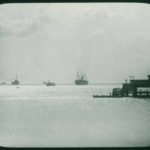 Fleet in Sandown Bay, Sandown Pier can be seen on the edge of the plate