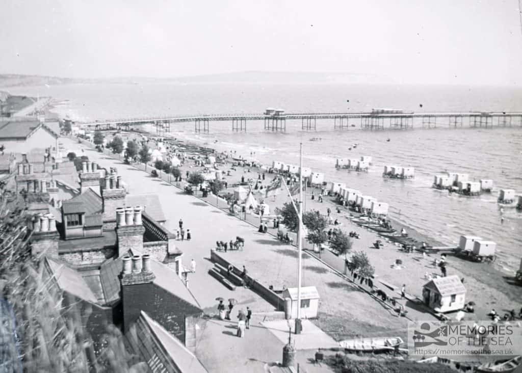 Shanklin and Pier from the cliffs with Culver Cliff in the distance