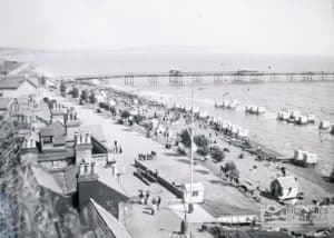 Shanklin and Pier from the cliffs with Culver Cliff in the distance