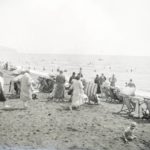 Beach scene at Sandown. The style of dress indicates that this dates to the 1920s