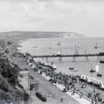 Sandown Bay and Pier viewed from the cliffs, Culver Cliff can be seen in the background