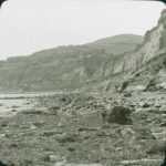 The beach at Luccombe, the plate is captioned 'Luccombe Chine'