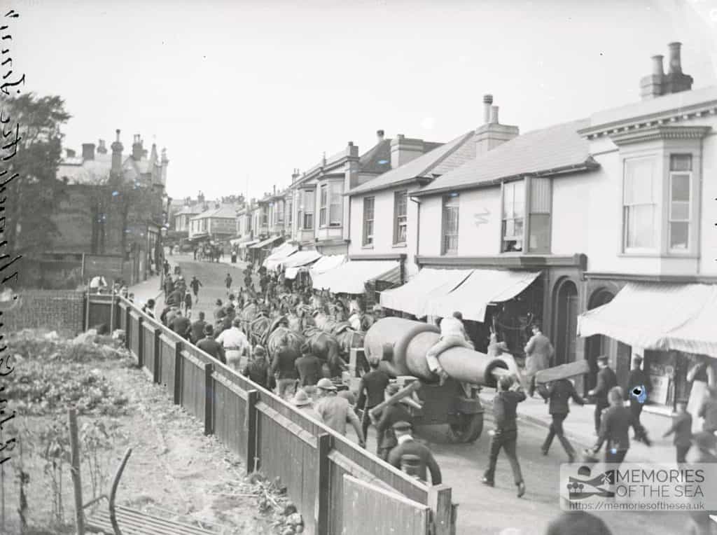 18 ton gun being hauled through the steets of Sandown