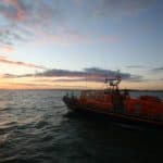 Bembridge Tyne class lifeboat, ON 1126, Max Aitken III, 47-018 on night exercise with Calshot All Weather Lifeboat in Solent