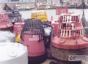 Trinity House bouys on quay at East Cowes depot