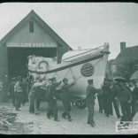 The Bembridge lifeboat, Queen Victoria being hauled out of the boathouse