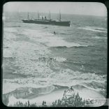 Crowd gathered next to the wrecked Pride of the Sea at Yellow Ledge, Shanklin after a storm on 29th October 1887