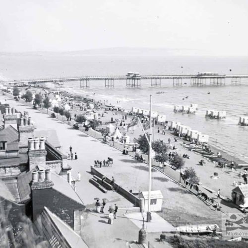 Shanklin and Pier from the cliffs with Culver Cliff in the distance