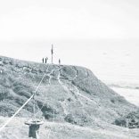 Rocket drill taking place with the breeches bouy being hauled along the clifftop