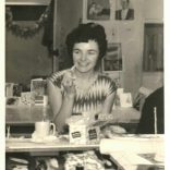 Carol Wootton having tea